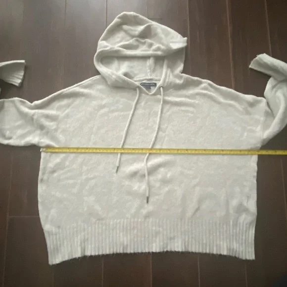 American Eagle Knit Cropped Hooded Sweater Oat XS - Picture 10 of 12